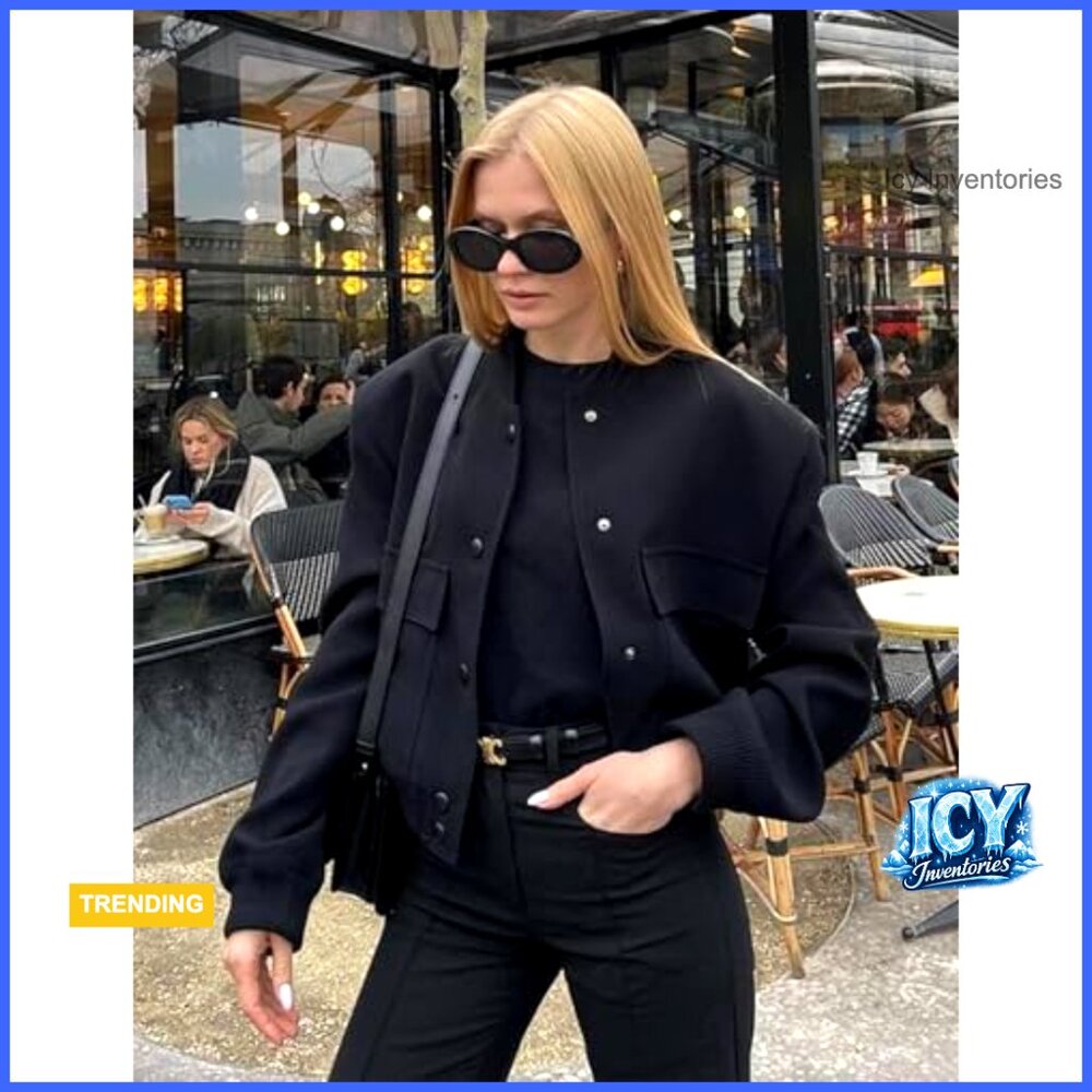 Polyester Spandex Bomber Jacket Button Down Casua… - image 4